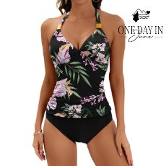Adisputent Halter Drawstring Tankini Swimsuit Size M - Picture 1 of 5